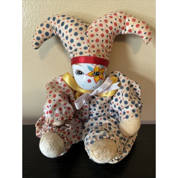 Vintage Harlequin Doll with China Head about 8 inches-Halloween-collector-Preown - Picture 3 of 10